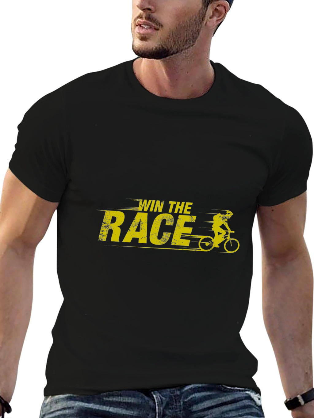 Win The Race Graphic T-Shirt - Black Cotton Tee