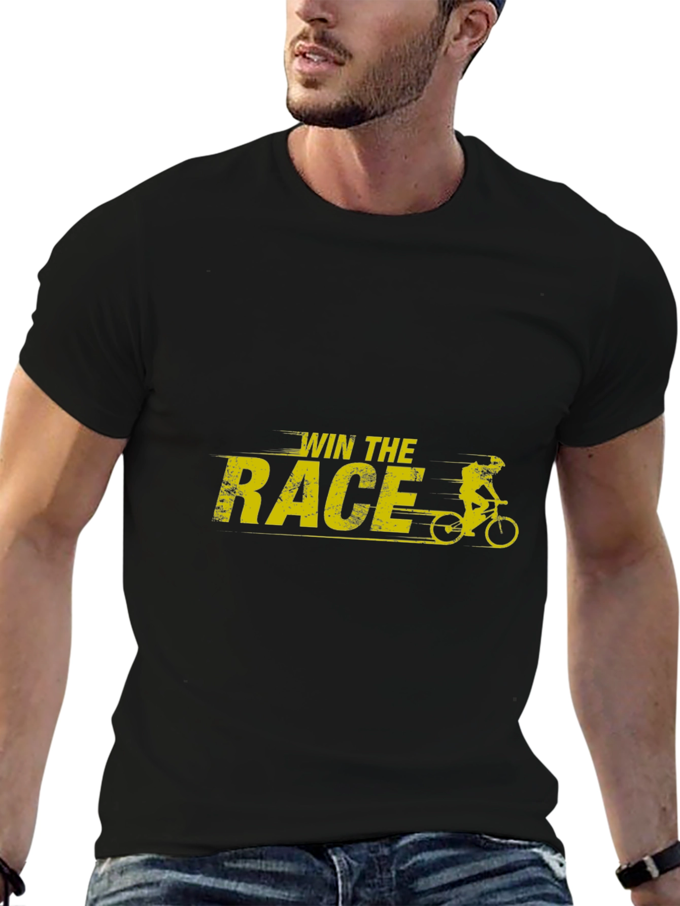 Win The Race Graphic T-Shirt - Black Cotton Tee