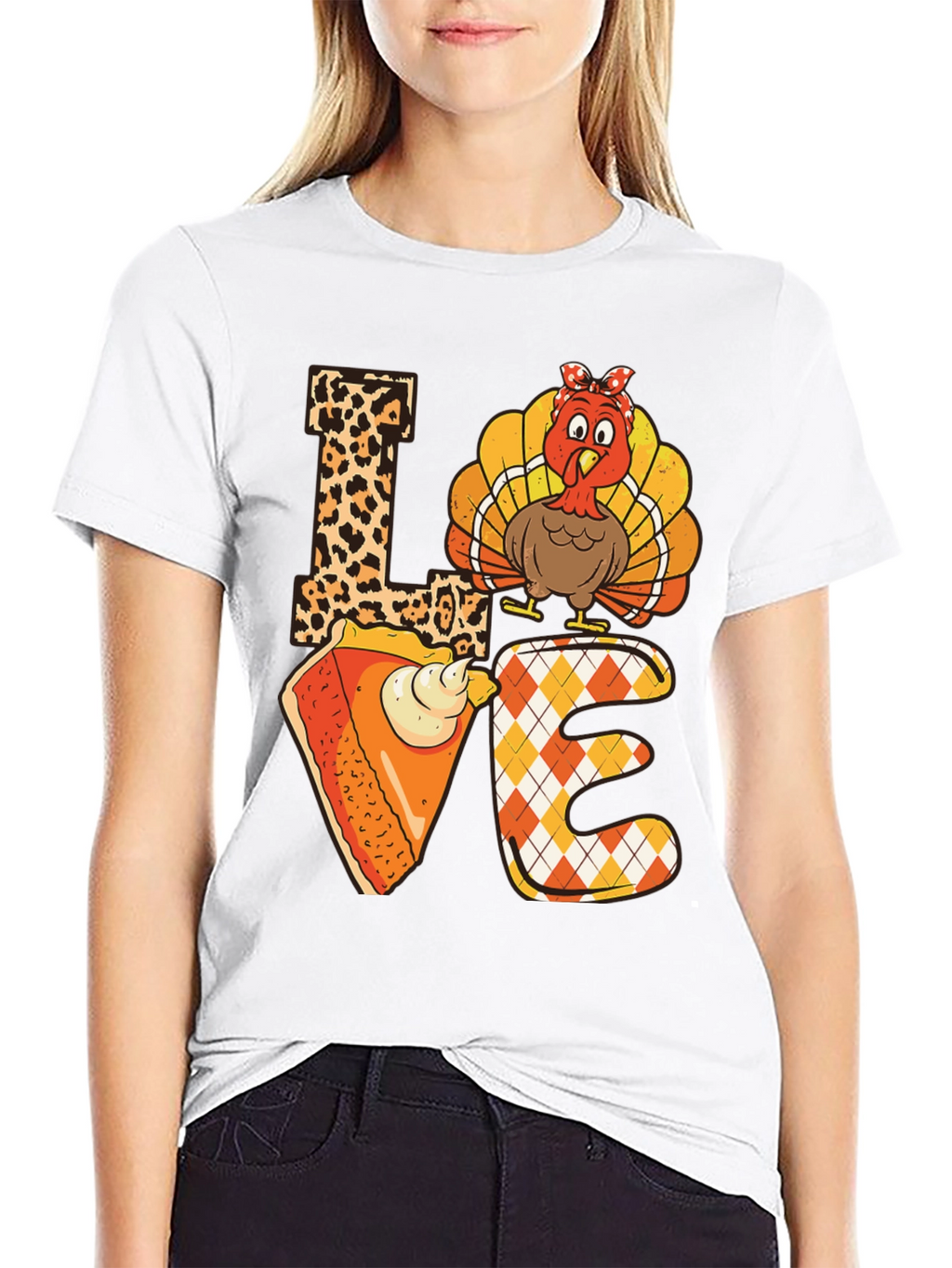 Thanksgiving LOVE T-Shirt - Turkey & Pie Design