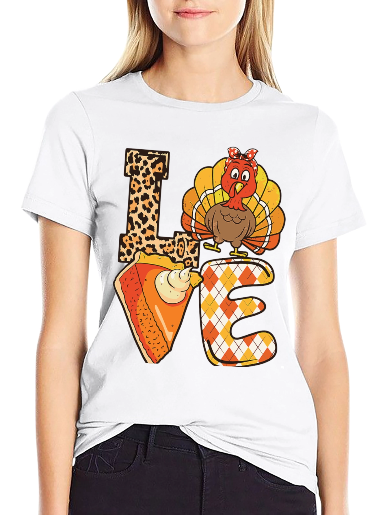 Thanksgiving LOVE T-Shirt - Turkey & Pie Design