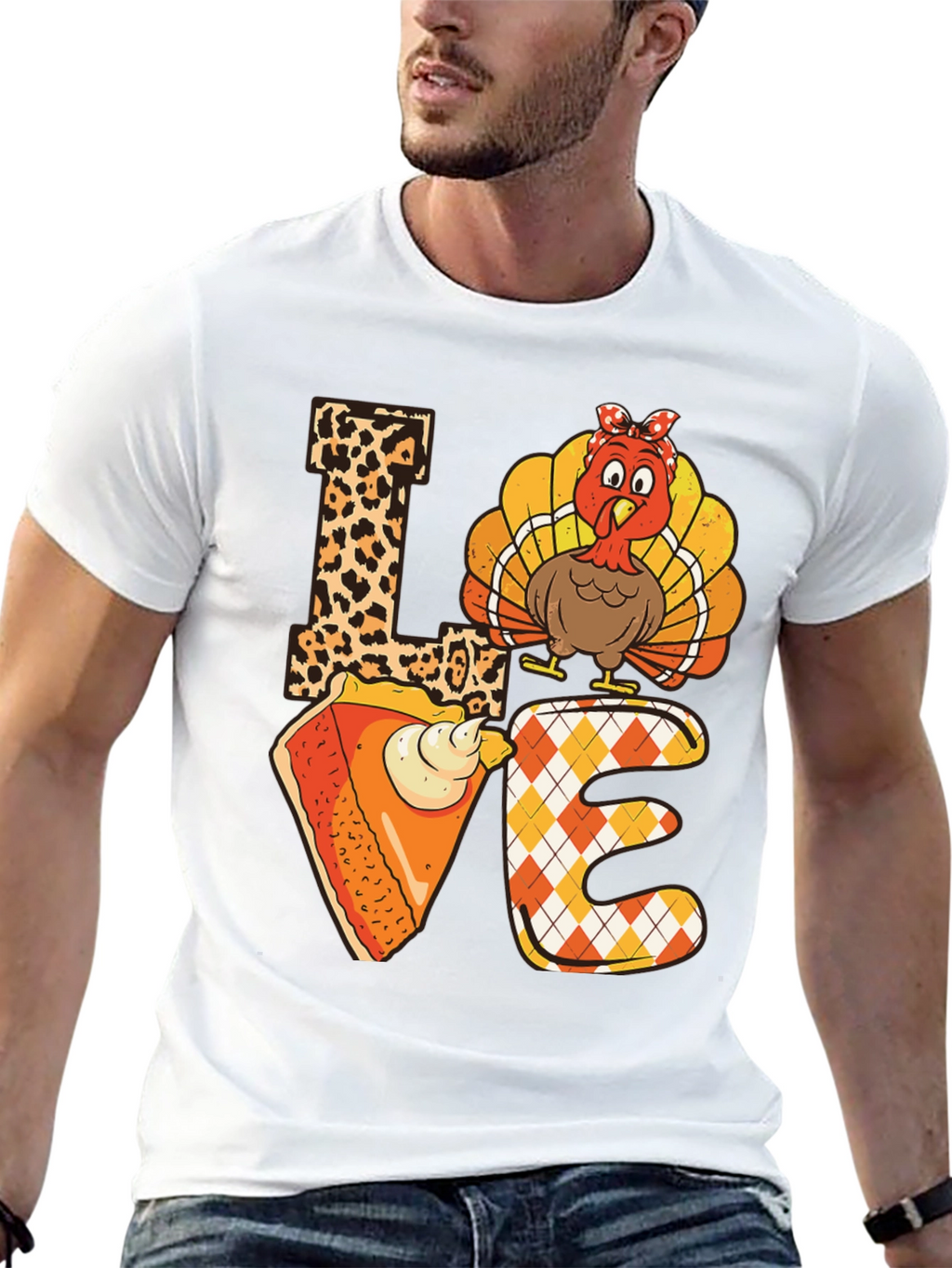 Thanksgiving LOVE T-Shirt - Turkey & Pie Design