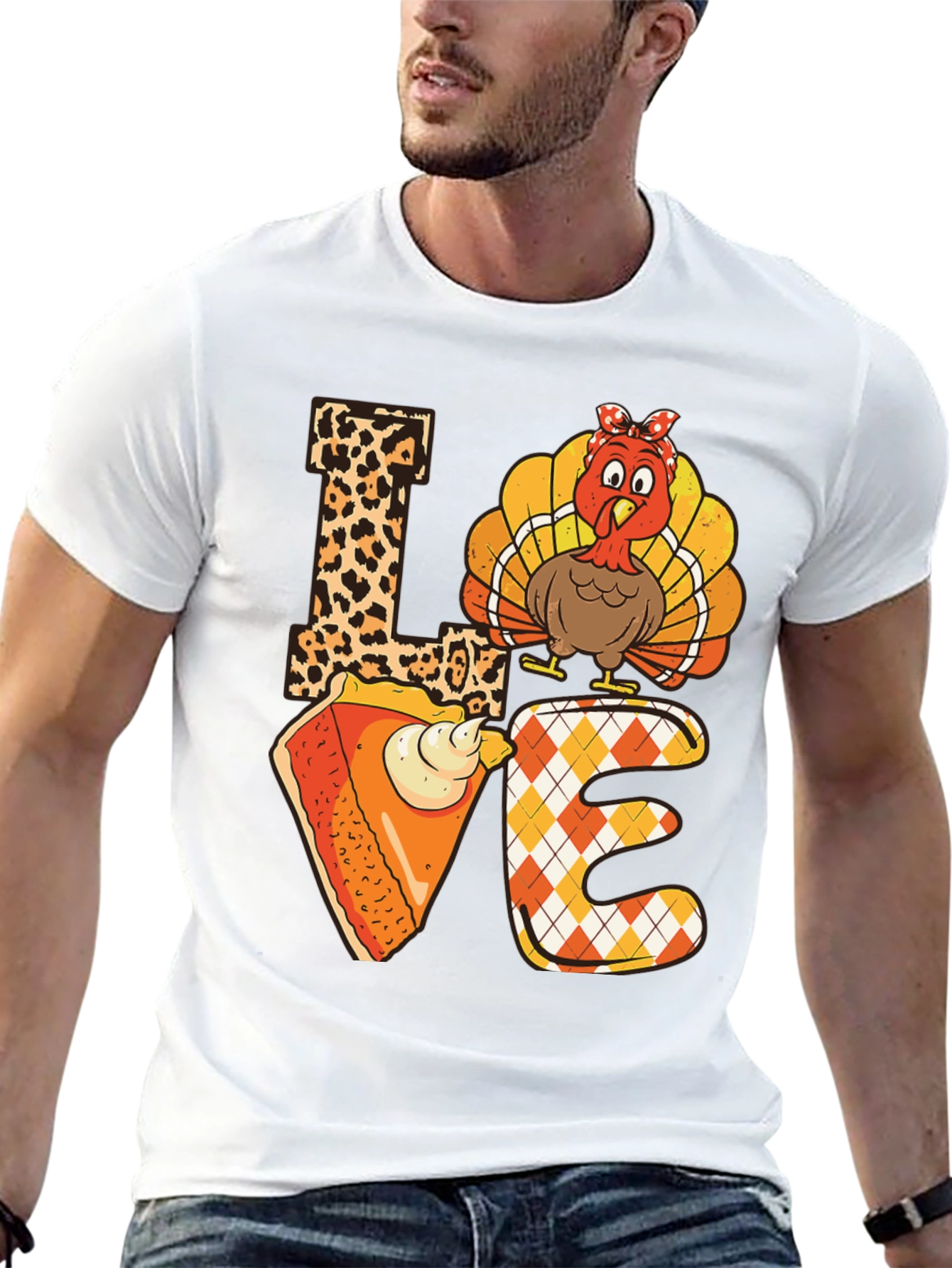 Thanksgiving LOVE T-Shirt - Turkey & Pie Design