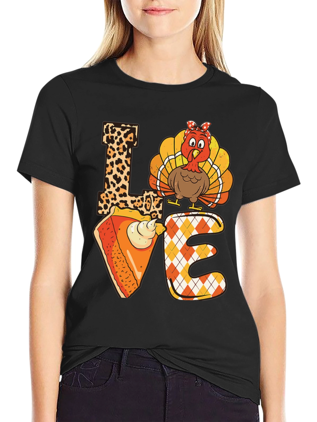 Thanksgiving LOVE T-Shirt - Turkey & Pie Design