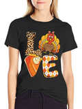 Thanksgiving LOVE T-Shirt - Turkey & Pie Design