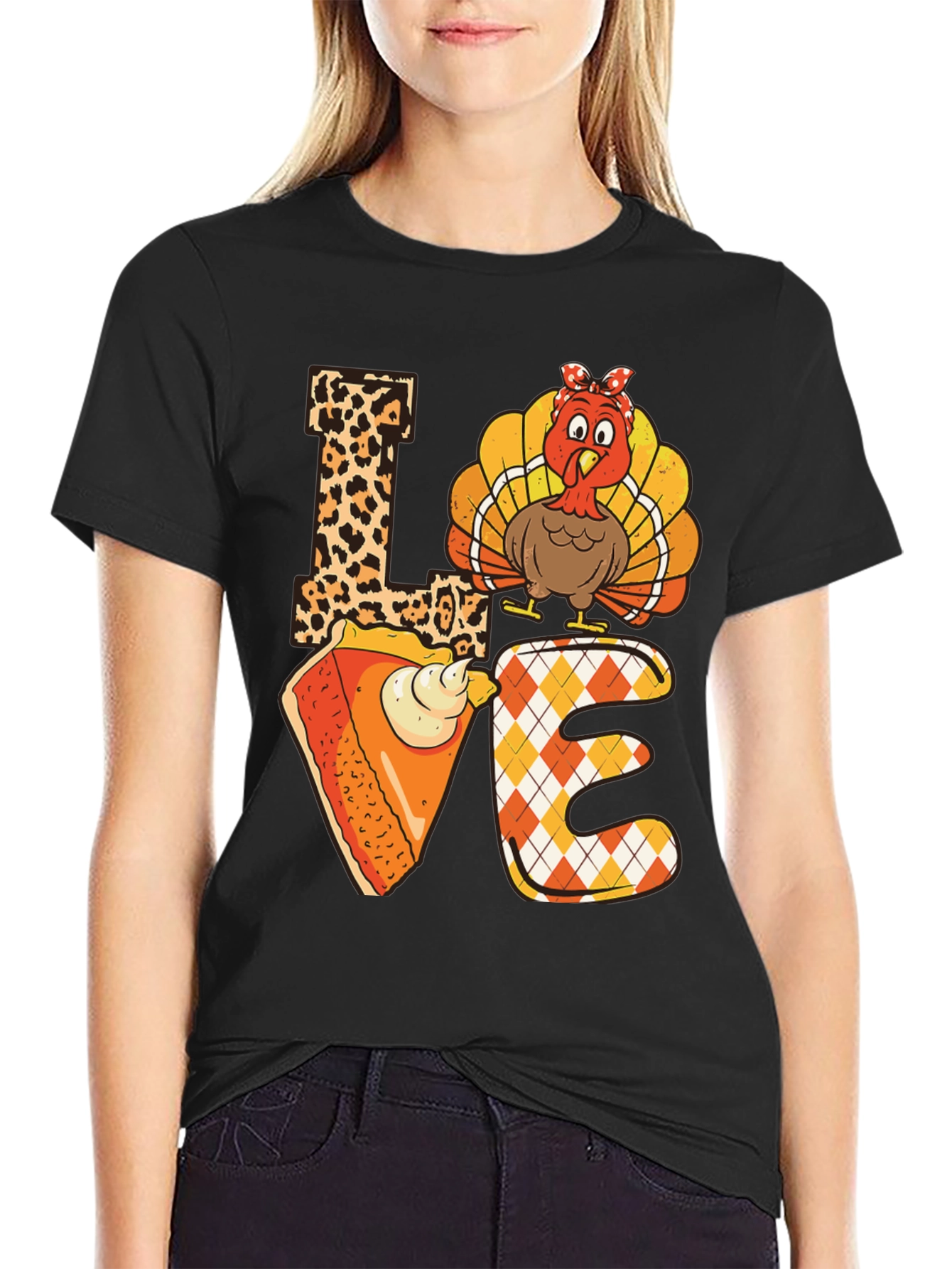 Thanksgiving LOVE T-Shirt - Turkey & Pie Design