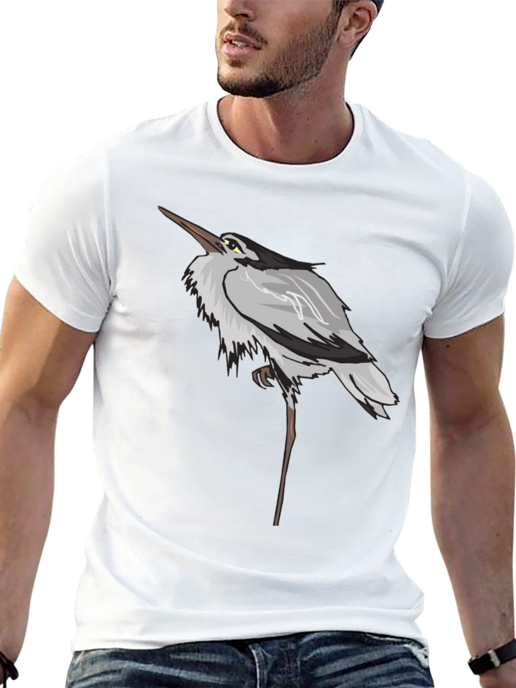 Heron Graphic Black T-Shirt