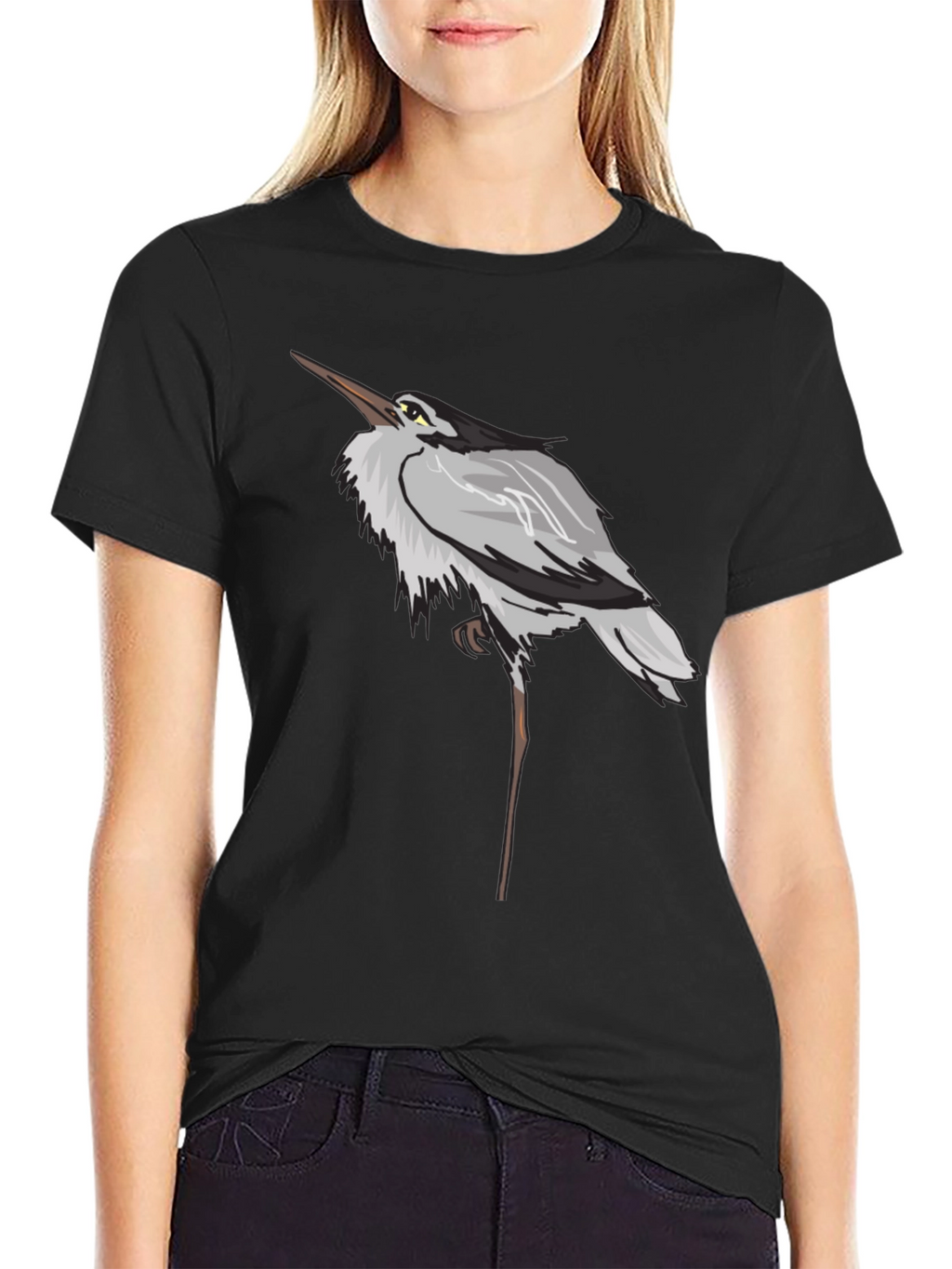 Heron Graphic Black T-Shirt