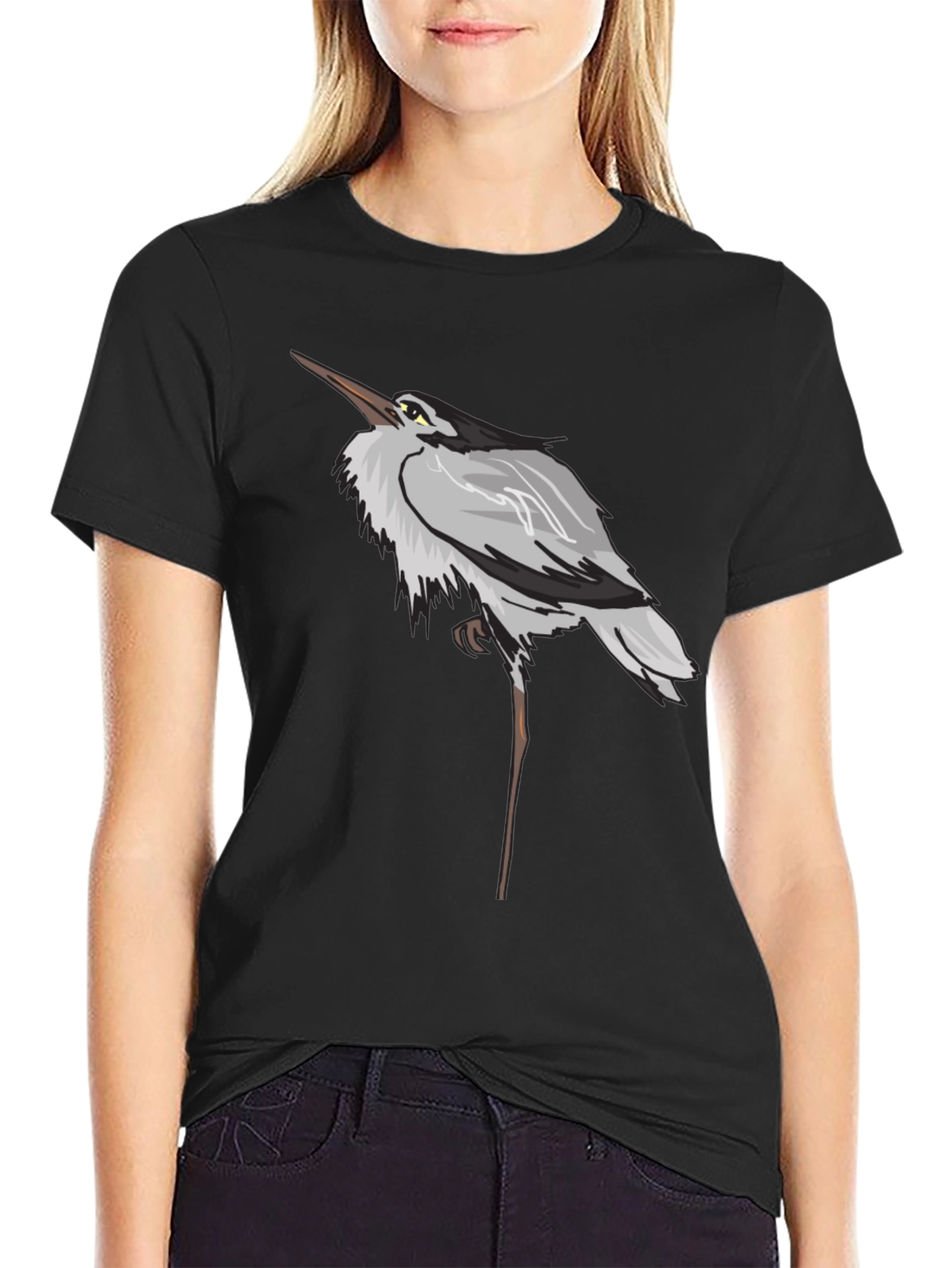 Heron Graphic Black T-Shirt
