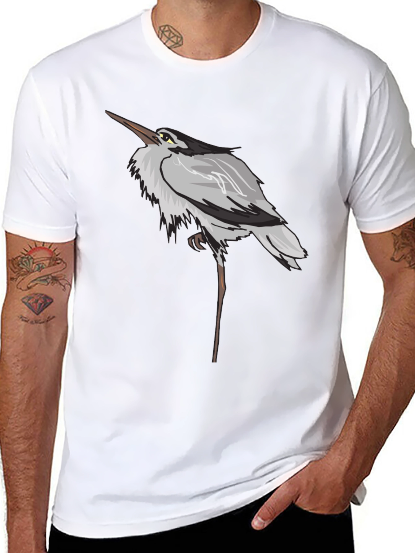 Heron Graphic Black T-Shirt