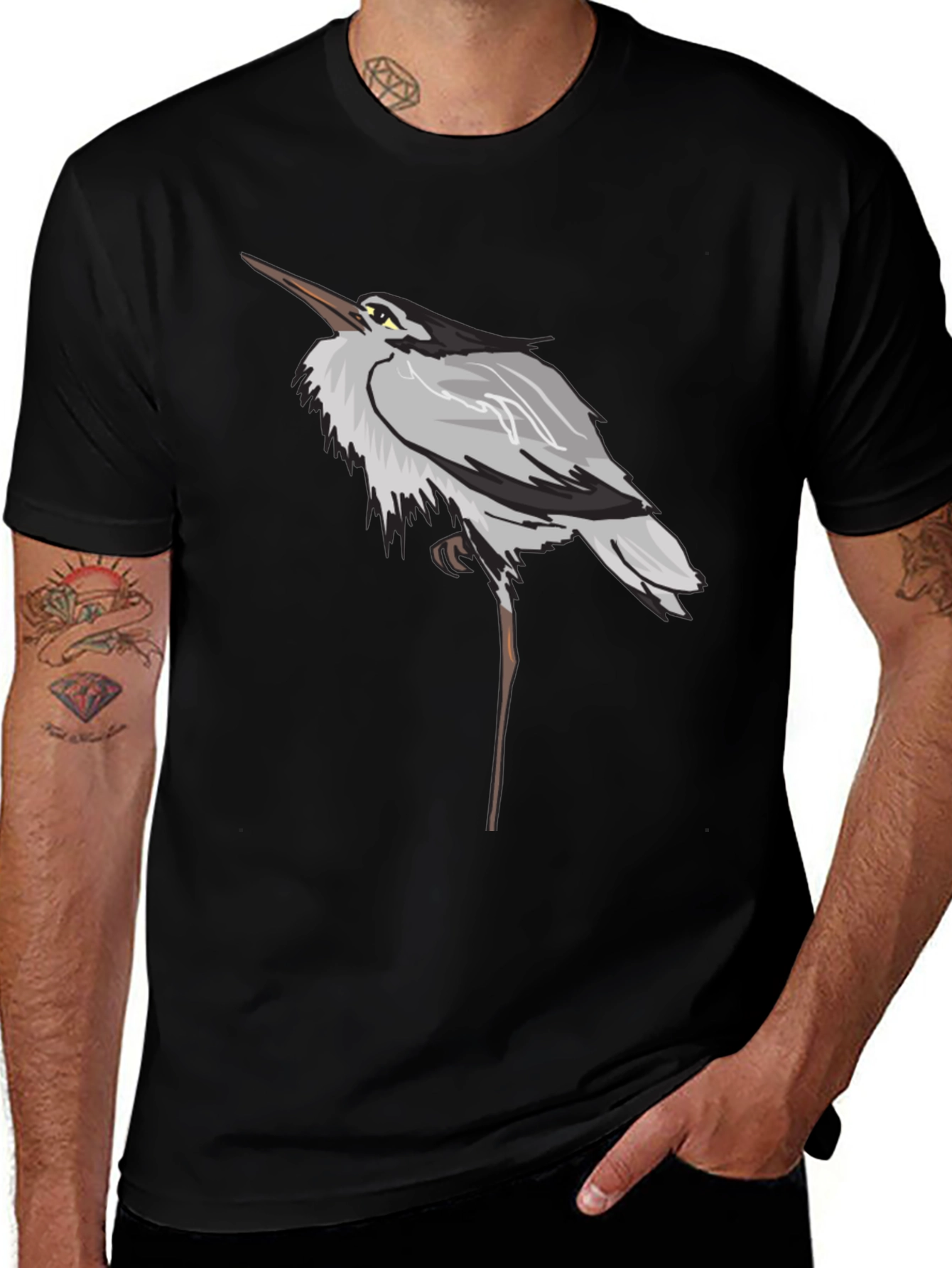 Heron Graphic Black T-Shirt
