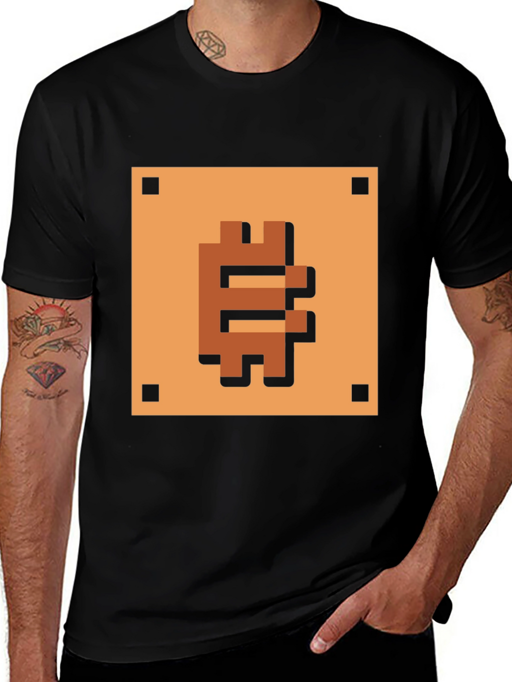 Pixelated Bitcoin T-Shirt - Retro Crypto Style