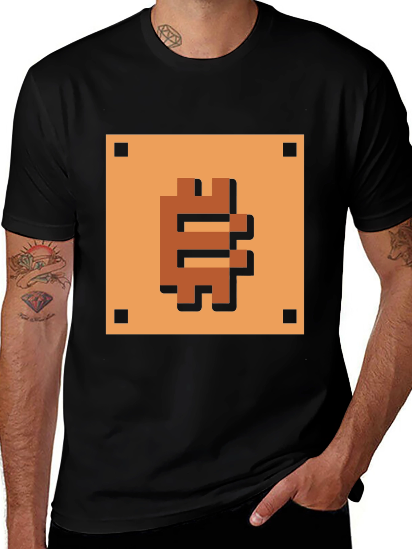 Pixelated Bitcoin T-Shirt - Retro Crypto Style