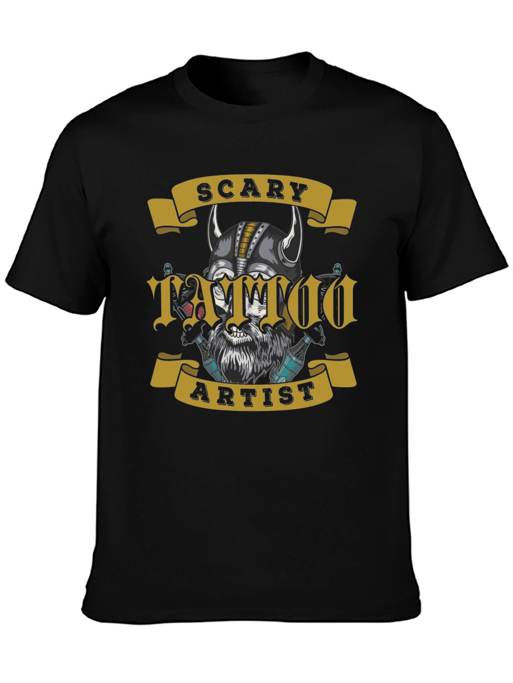 Scary Tattoo Artist Graphic Tee - Mens Black T-Shirt