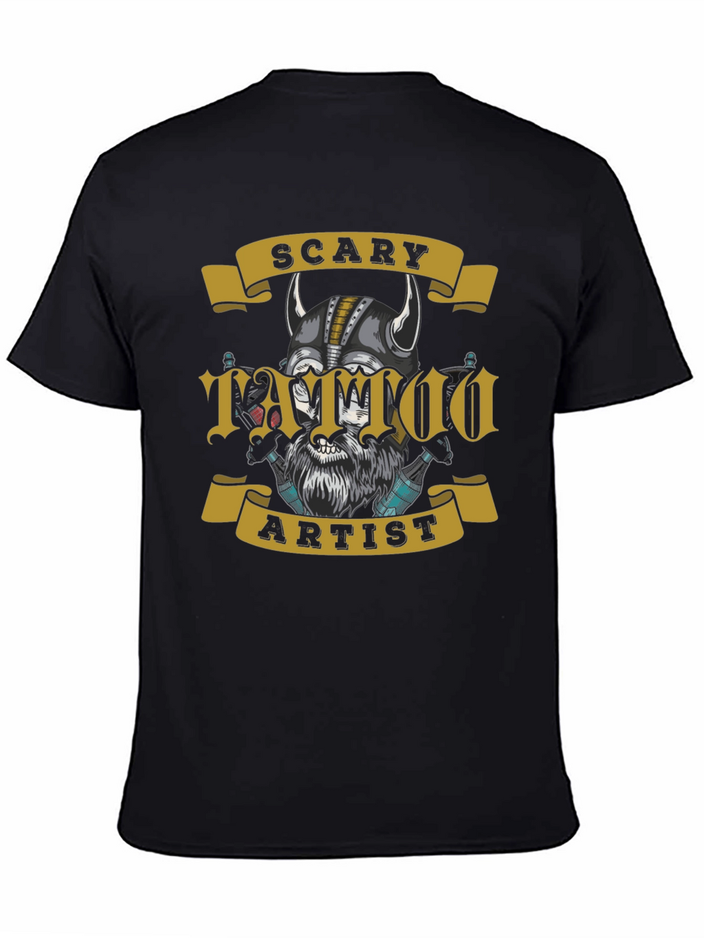 Scary Tattoo Artist Graphic Tee - Mens Black T-Shirt