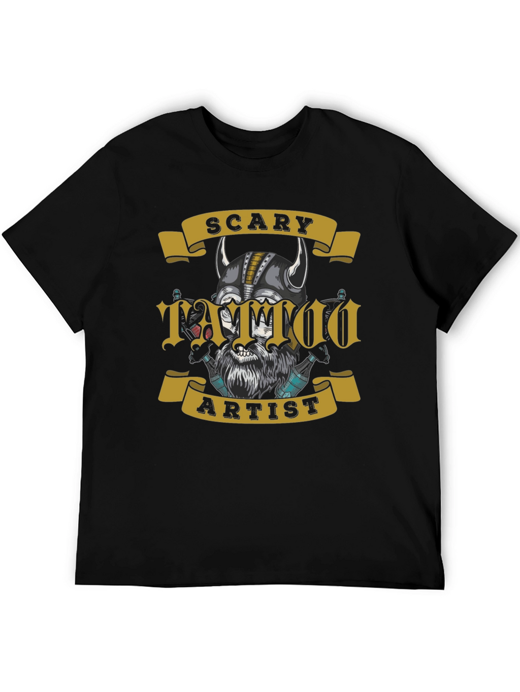 Scary Tattoo Artist Graphic Tee - Mens Black T-Shirt