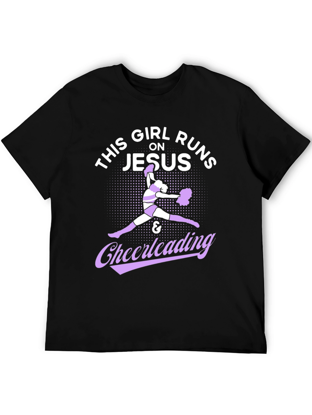 Girl Runs on Jesus & Cheerleading Black T-Shirt