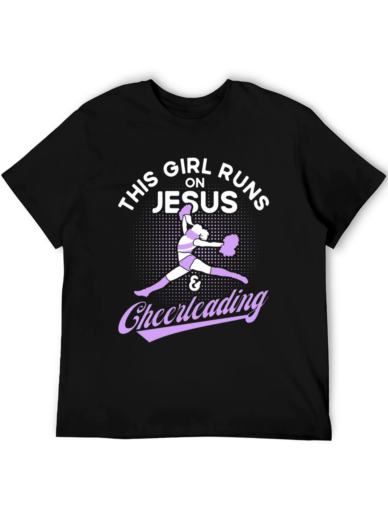 Girl Runs on Jesus & Cheerleading Black T-Shirt