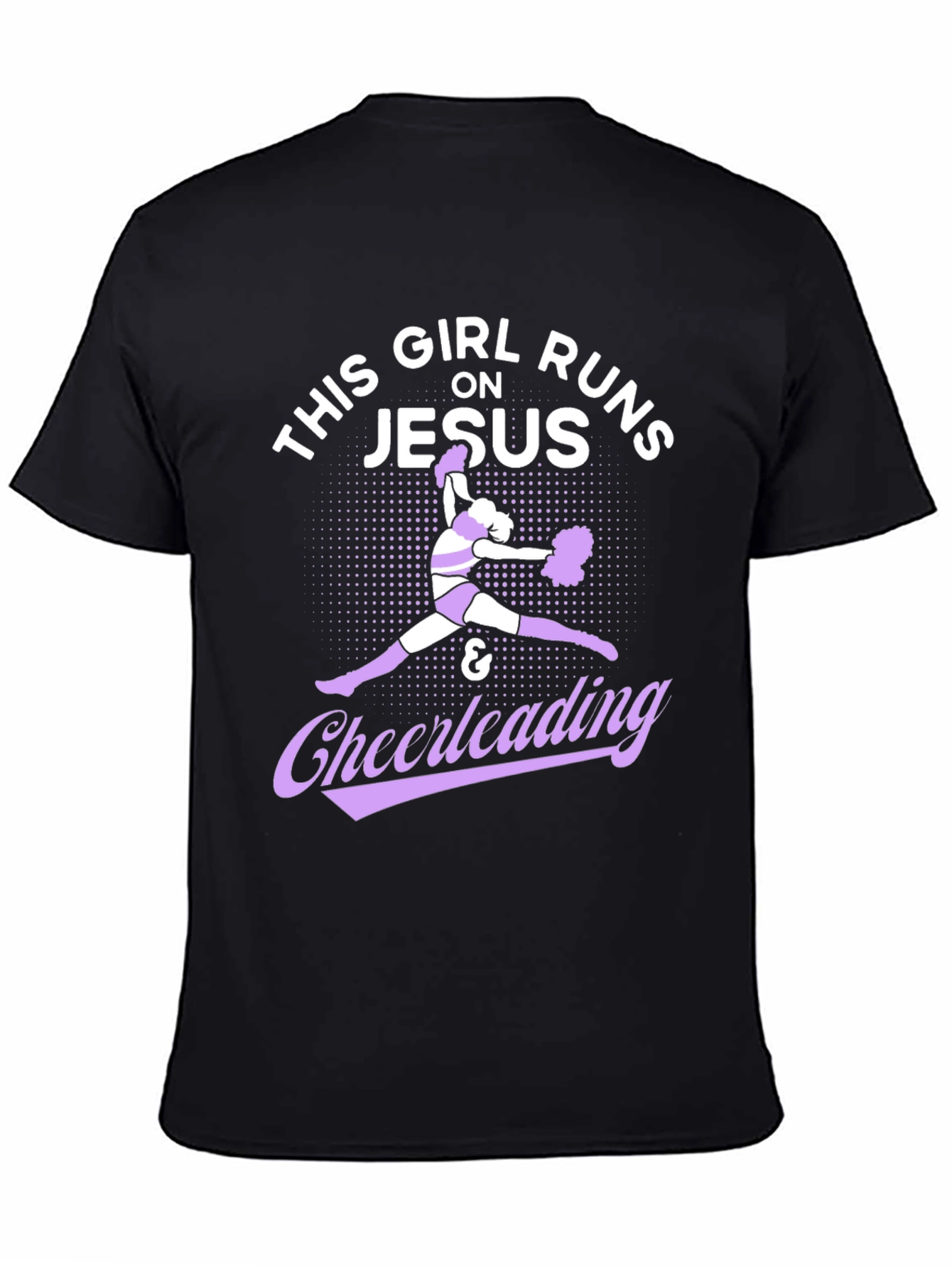 Girl Runs on Jesus & Cheerleading Black T-Shirt