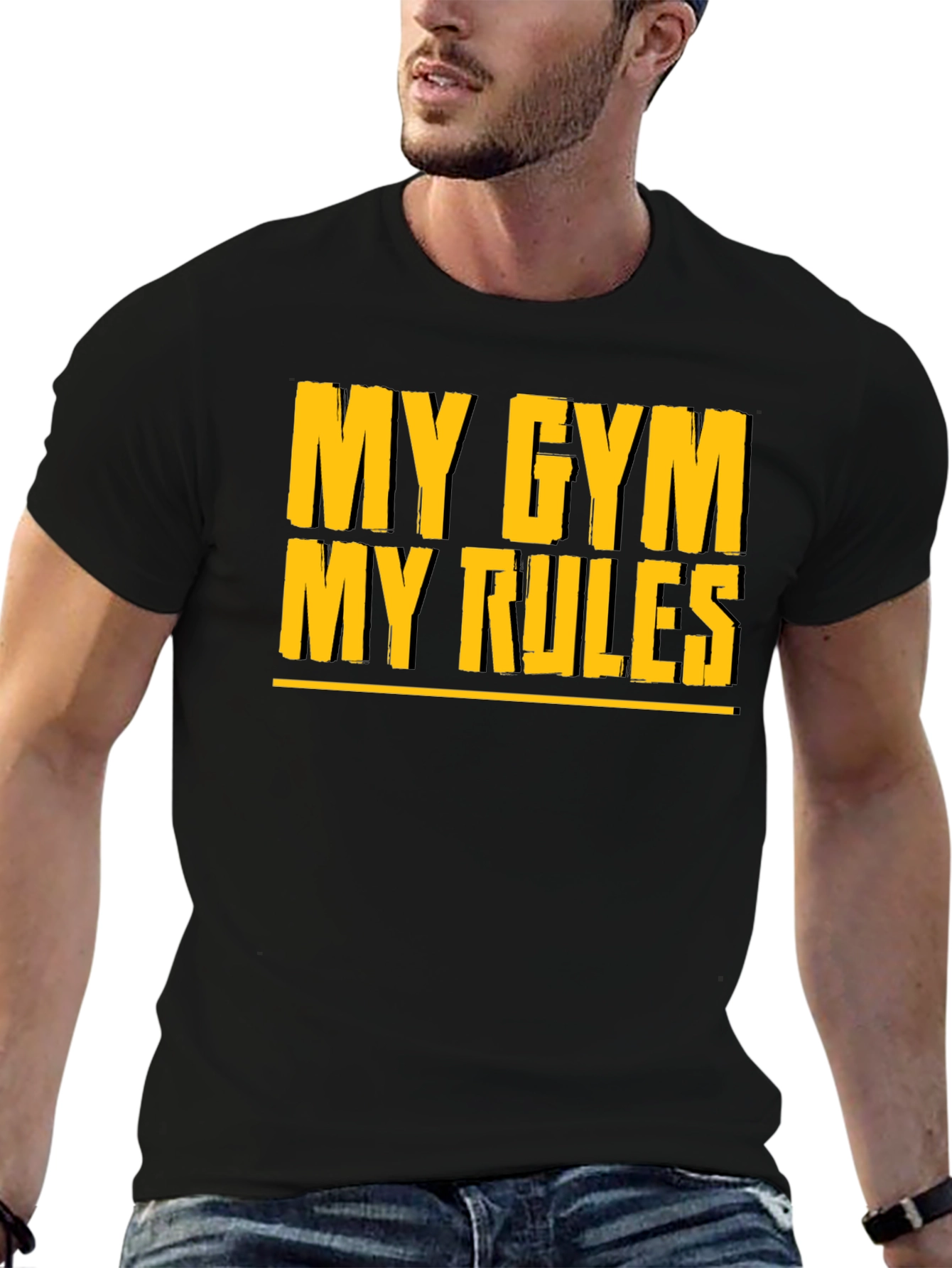 My Gym My Rules Graphic Tee - Black Cotton Gym Shirt