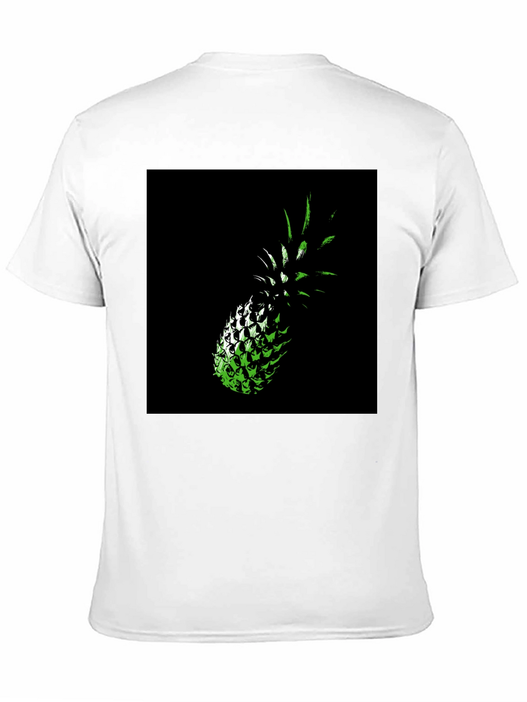 Green Pineapple Graphic Print Black T-Shirt