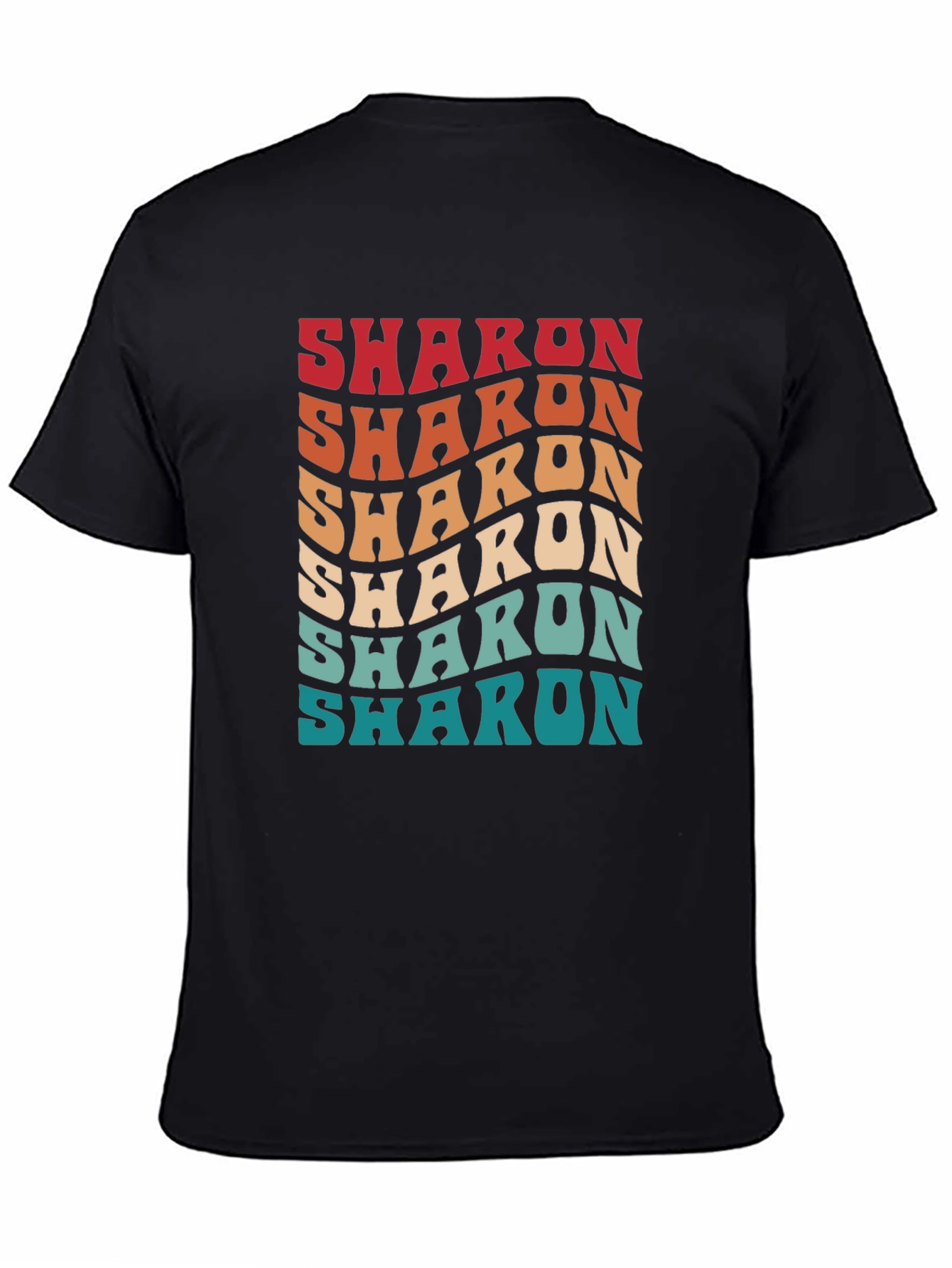 Retro Sharon Text Graphic Black T-Shirt