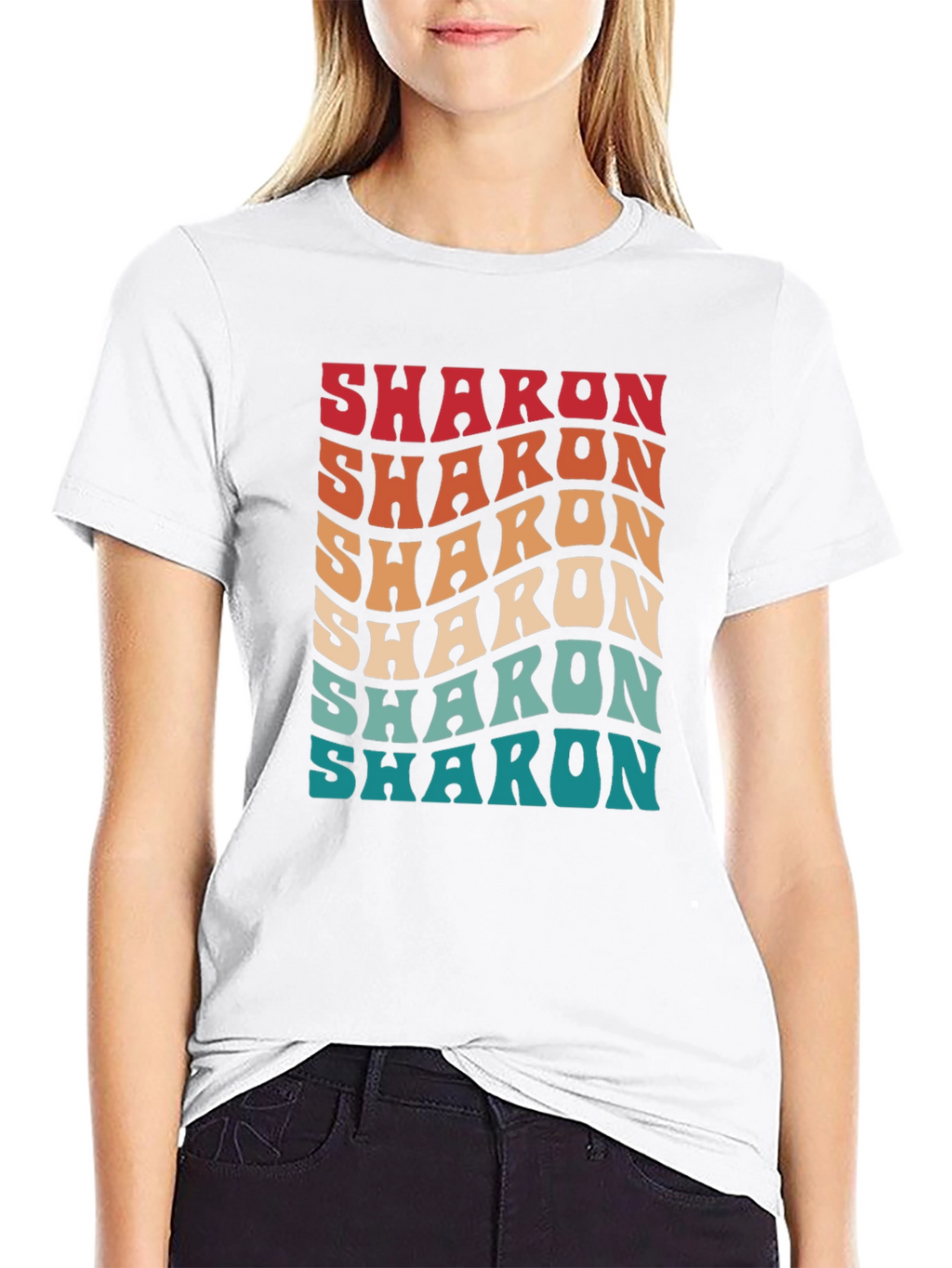 Retro Sharon Text Graphic Black T-Shirt