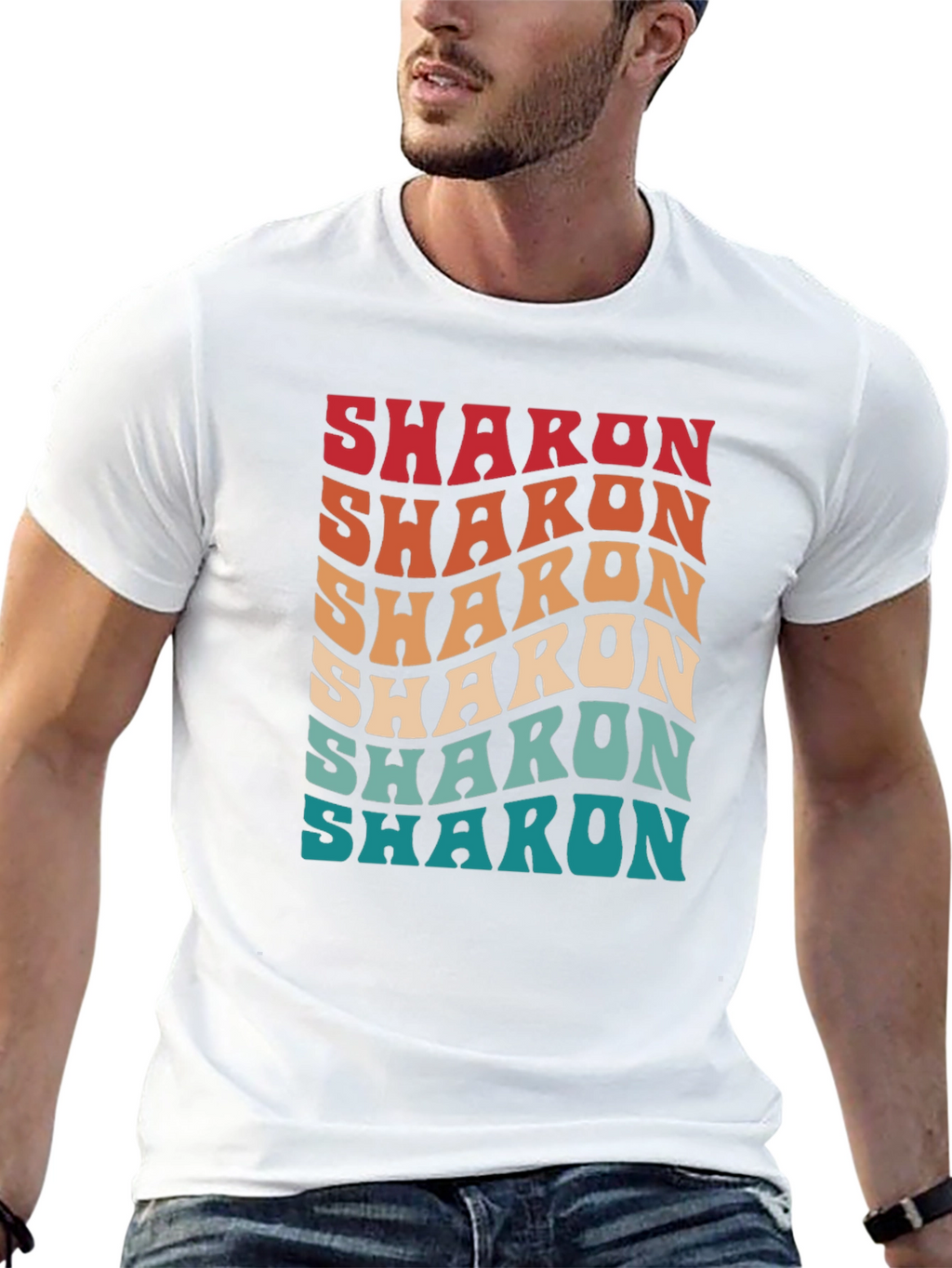 Retro Sharon Text Graphic Black T-Shirt