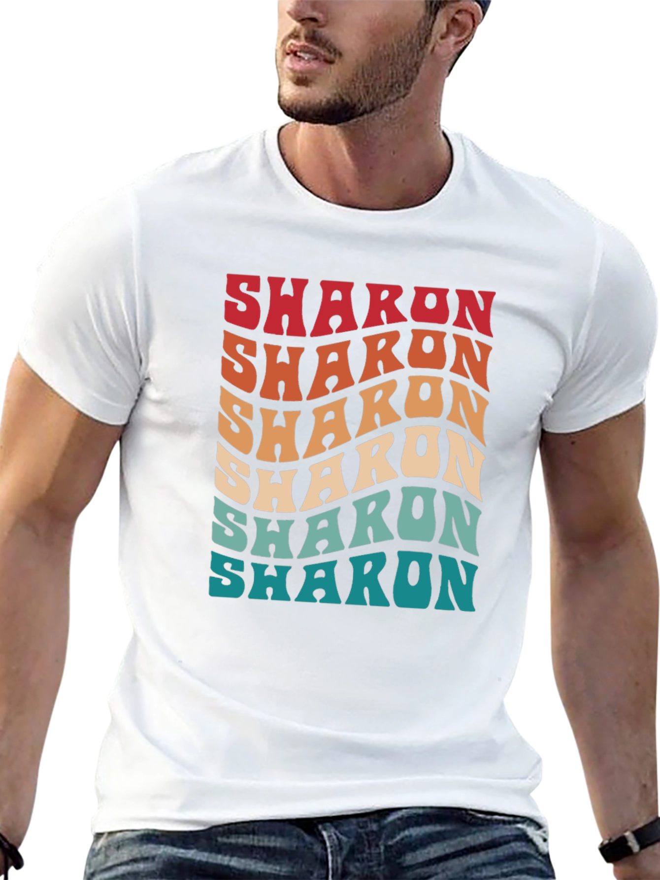 Retro Sharon Text Graphic Black T-Shirt