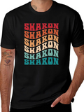 Retro Sharon Text Graphic Black T-Shirt