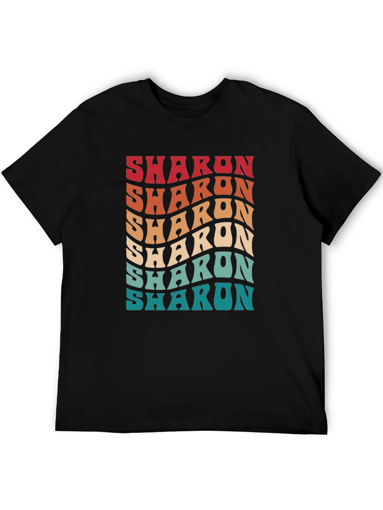 Retro Sharon Text Graphic Black T-Shirt