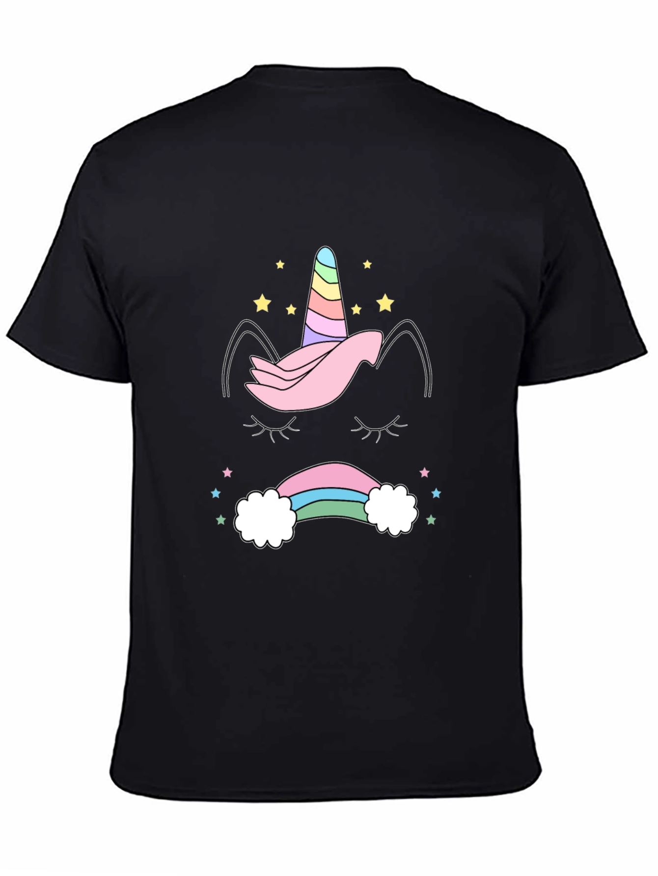 Unicorn Rainbow Graphic Tee - Black Casual Shirt