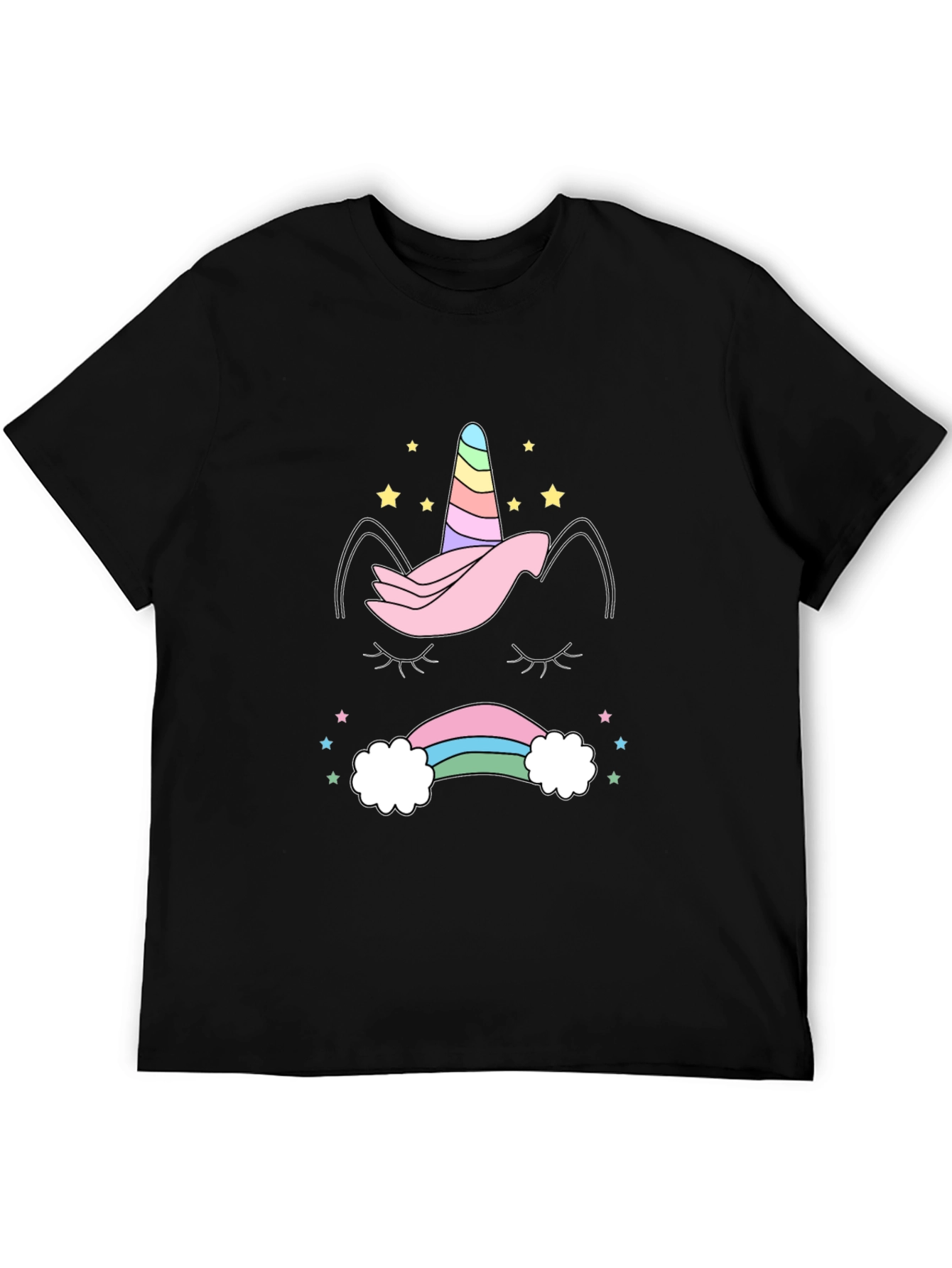 Unicorn Rainbow Graphic Tee - Black Casual Shirt