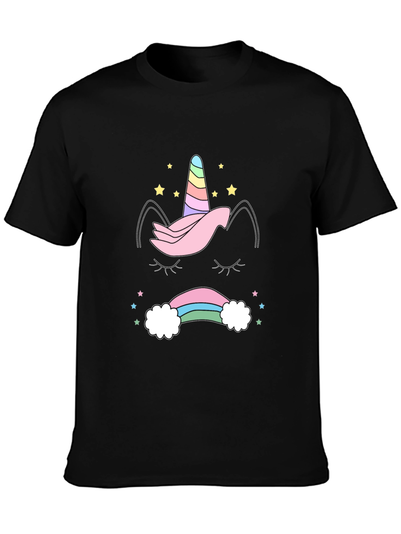 Unicorn Rainbow Graphic Tee - Black Casual Shirt