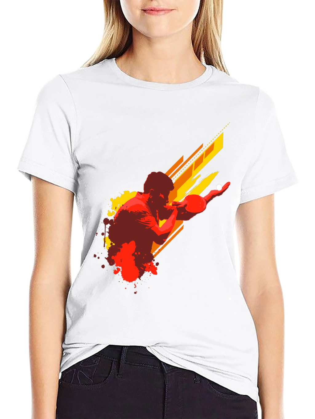 Ping Pong Player Graphic Tee - Black