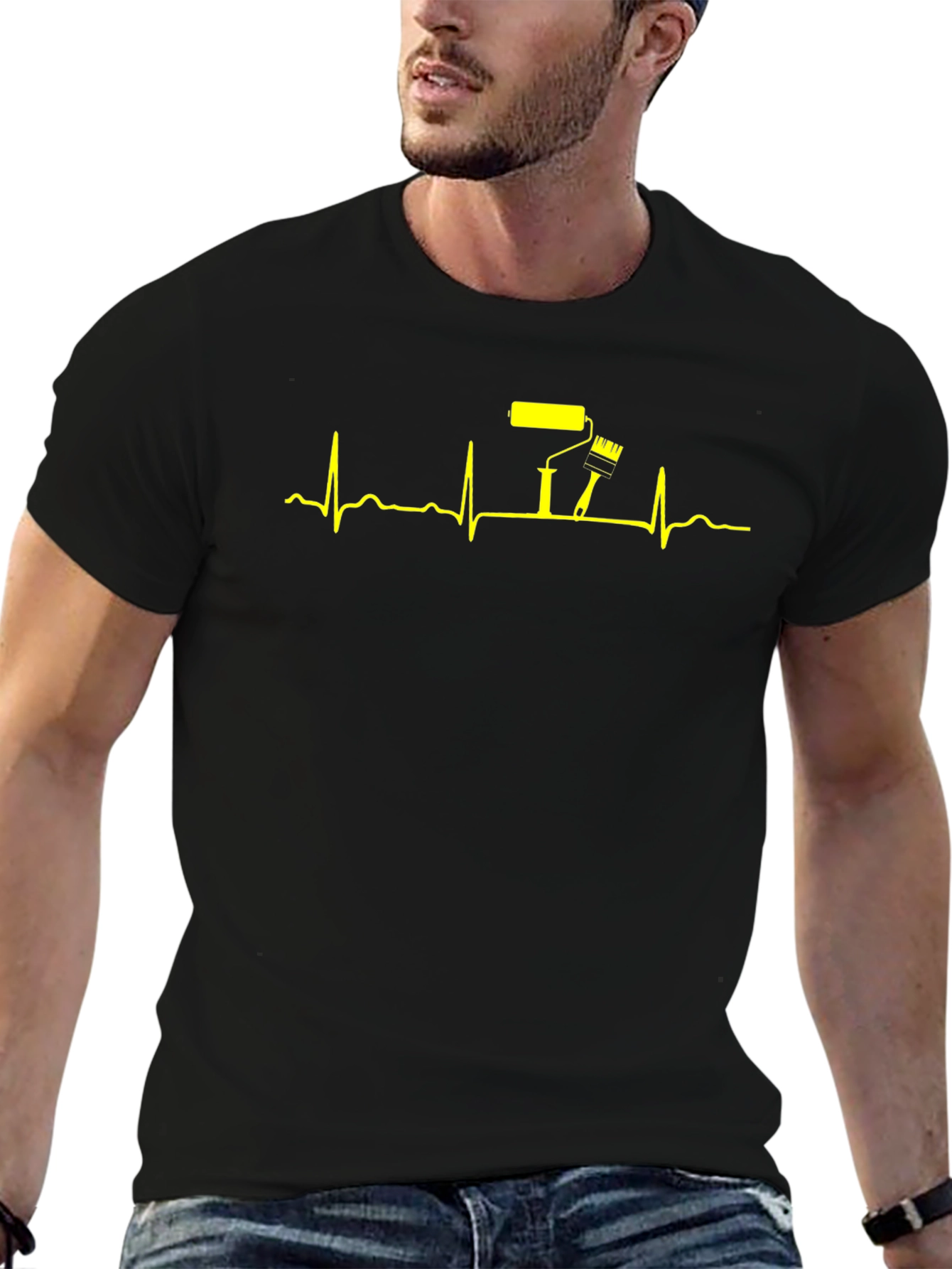 Painters Heartbeat T-Shirt - Black Graphic Tee