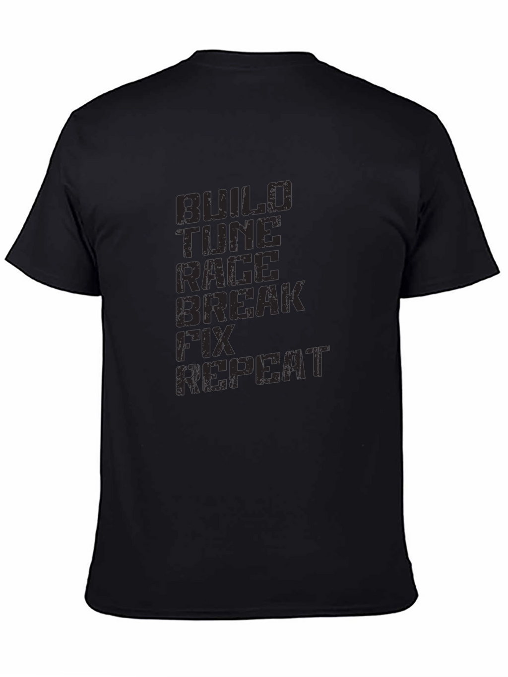 Build Tune Race Repeat Black Graphic Tee