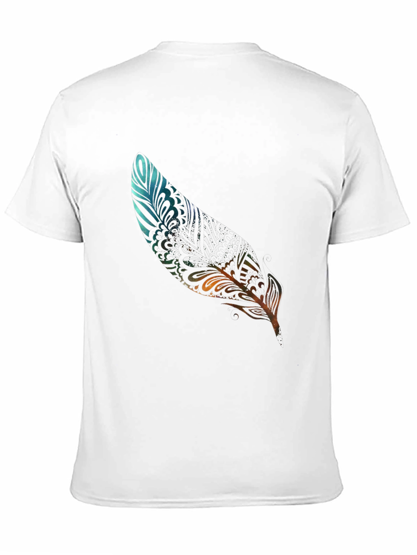 Feather Print Black Casual T-Shirt