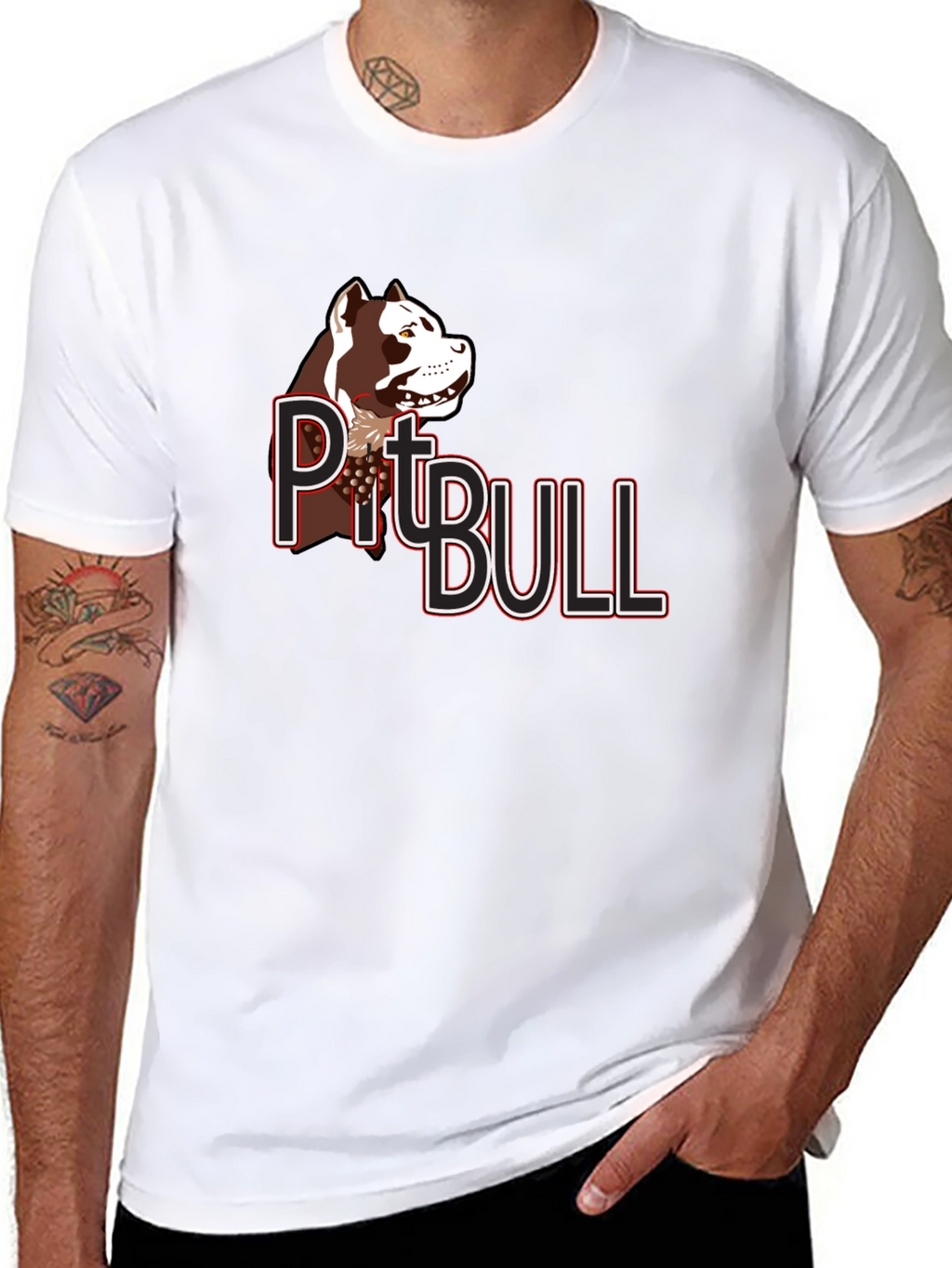 Pitbull Dog Graphic T-Shirt - Black Cotton Tee