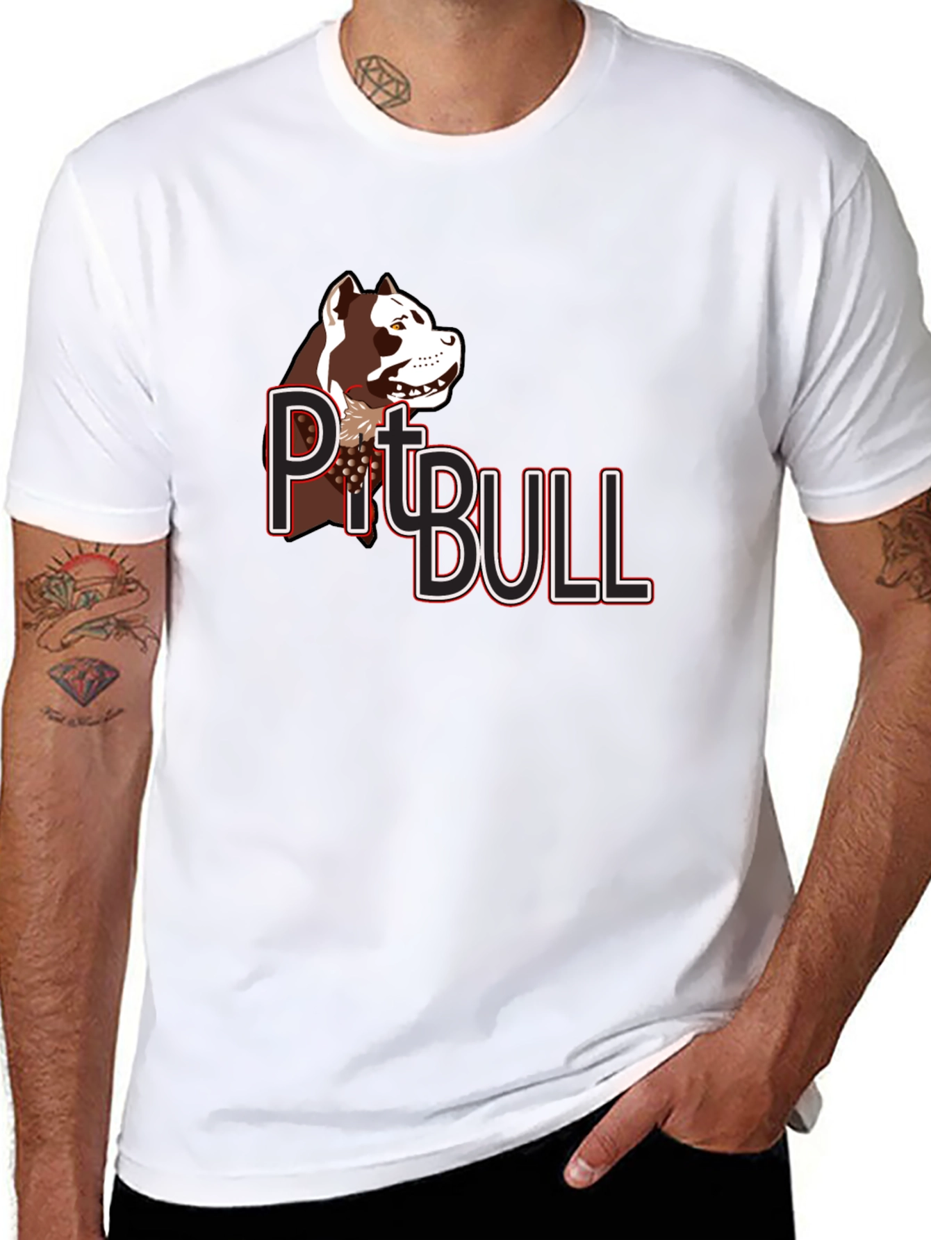 Pitbull Dog Graphic T-Shirt - Black Cotton Tee