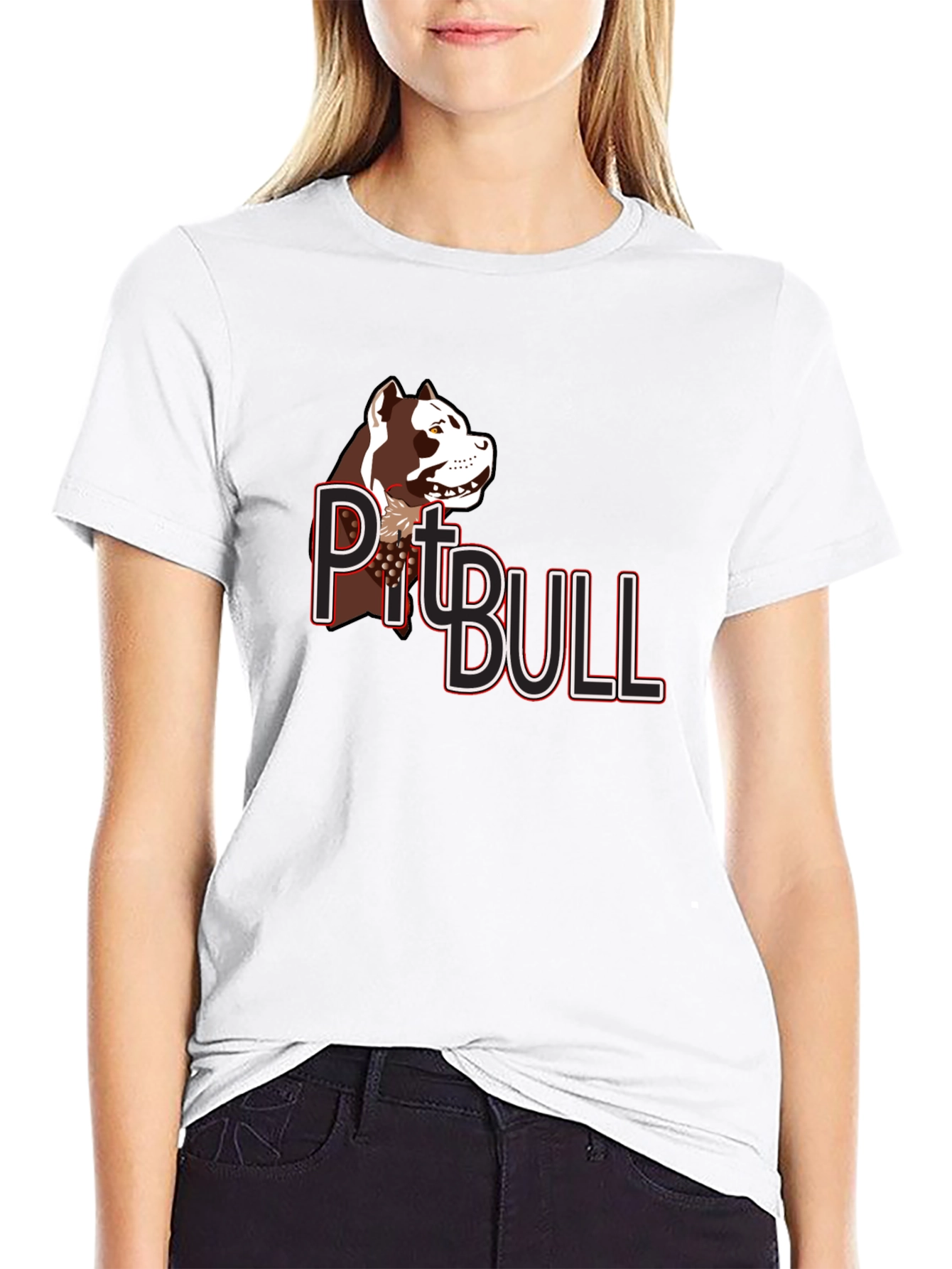 Pitbull Dog Graphic T-Shirt - Black Cotton Tee