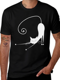 Funky Cat Graphic Tee - Black Cotton Blend