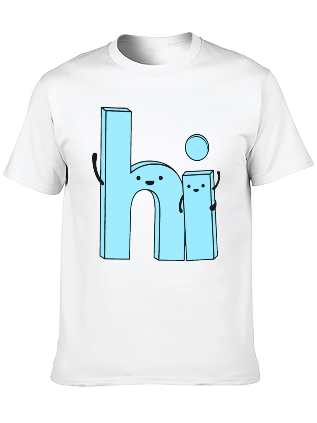 Cute Cartoon Hi Graphic Tee - Soft Black Cotton