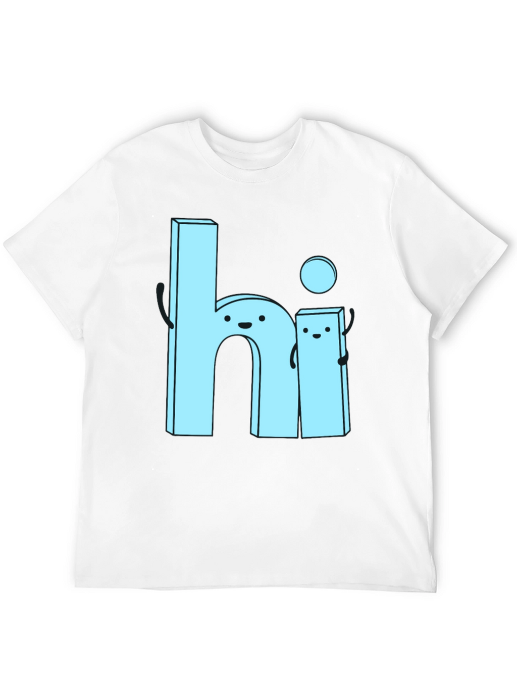 Cute Cartoon Hi Graphic Tee - Soft Black Cotton