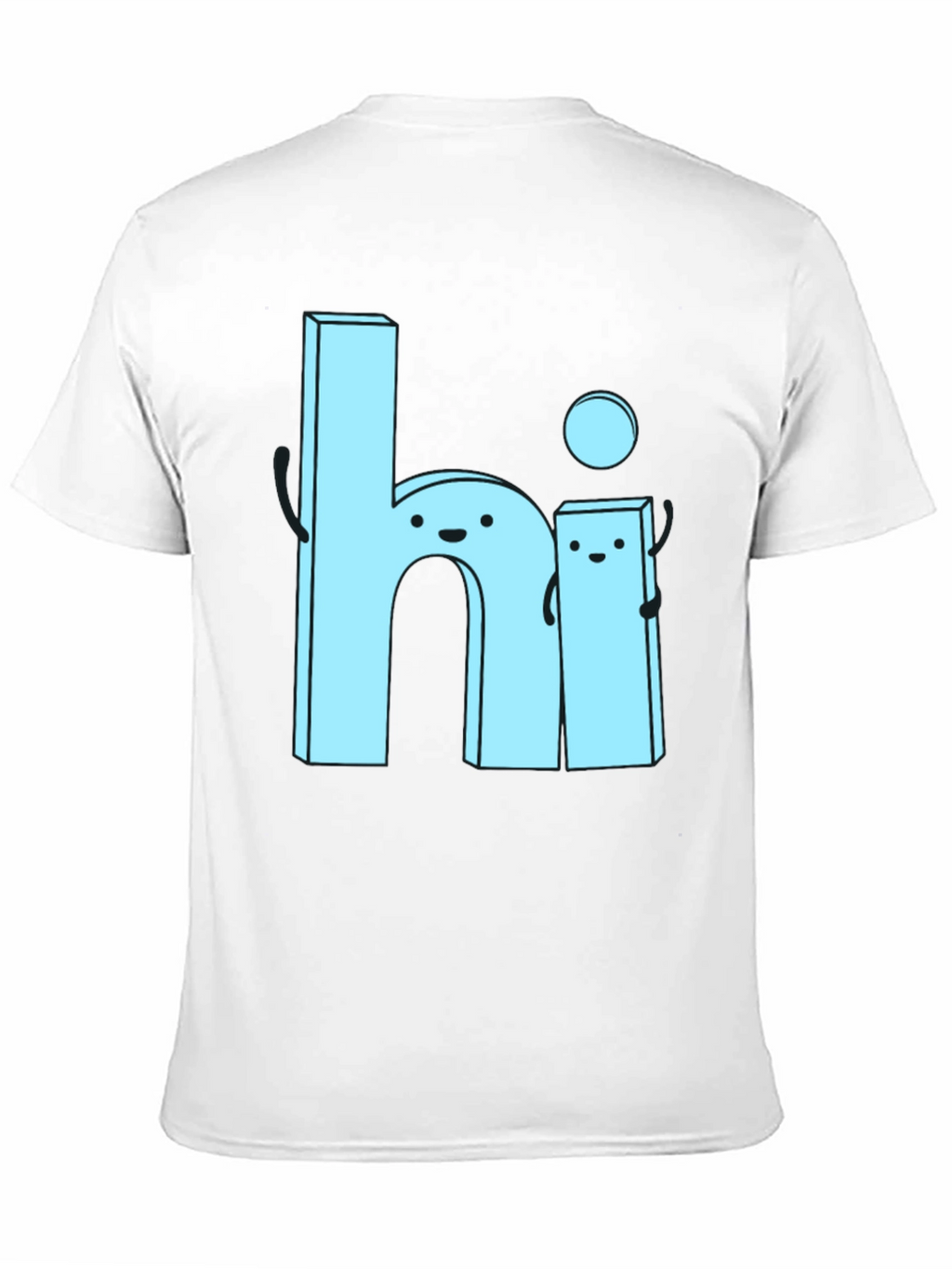 Cute Cartoon Hi Graphic Tee - Soft Black Cotton