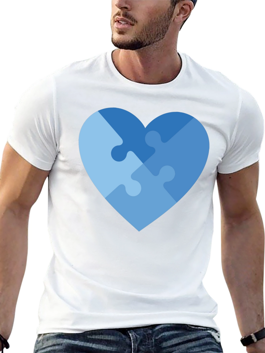 Heart Puzzle Piece Graphic T-Shirt - Autism Awareness