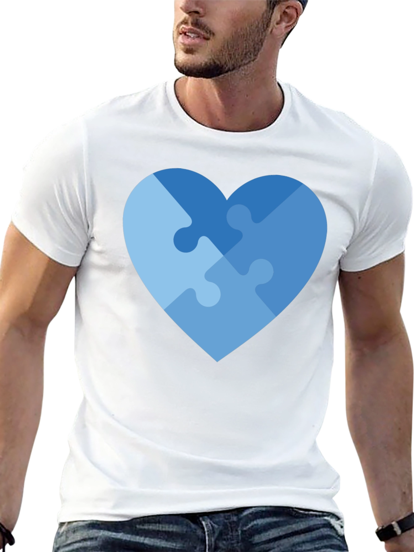 Heart Puzzle Piece Graphic T-Shirt - Autism Awareness
