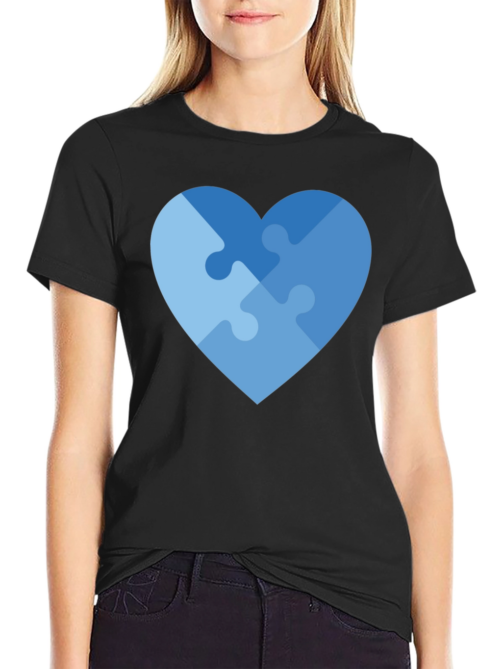 Heart Puzzle Piece Graphic T-Shirt - Autism Awareness