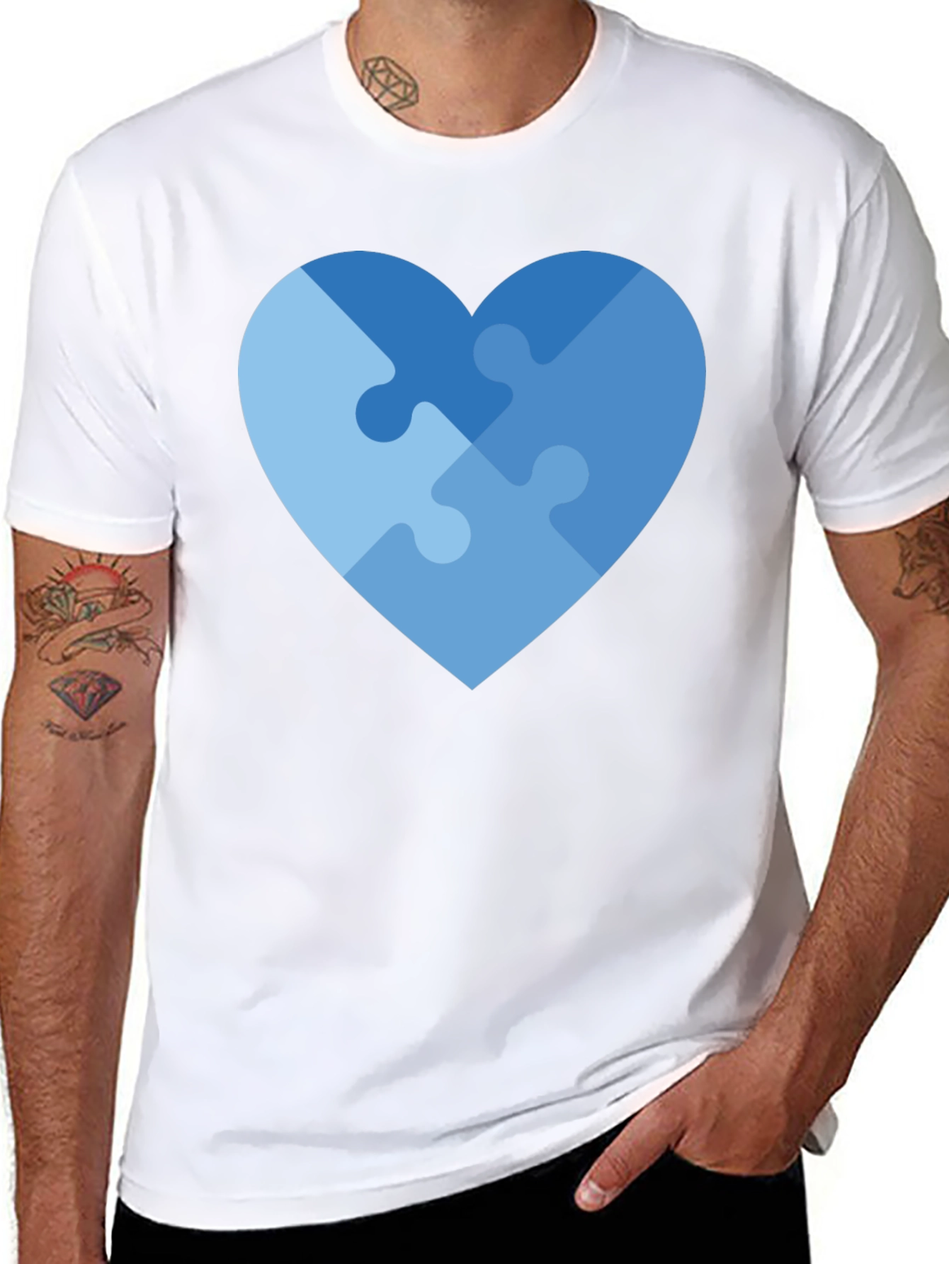 Heart Puzzle Piece Graphic T-Shirt - Autism Awareness