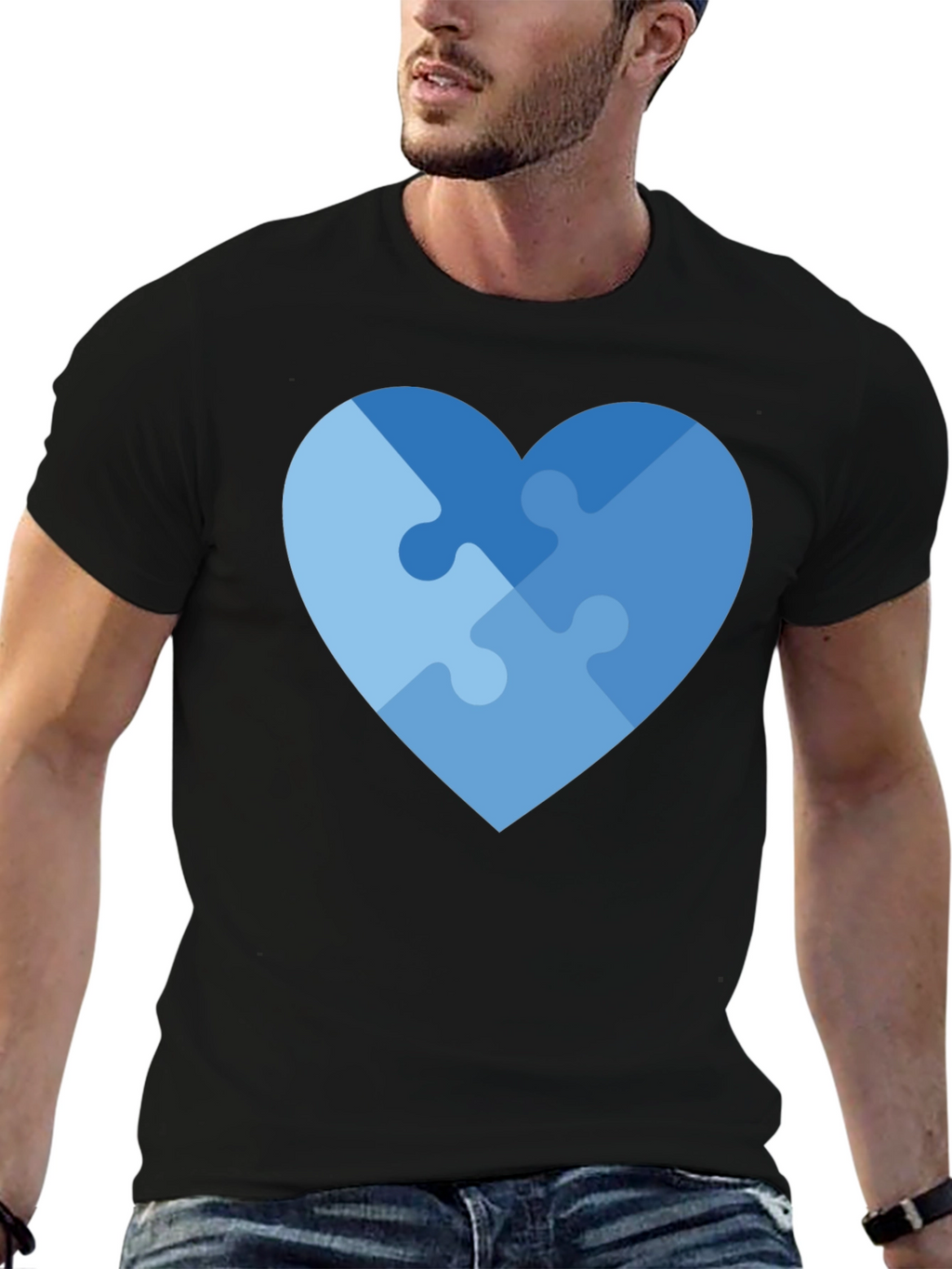 Heart Puzzle Piece Graphic T-Shirt - Autism Awareness