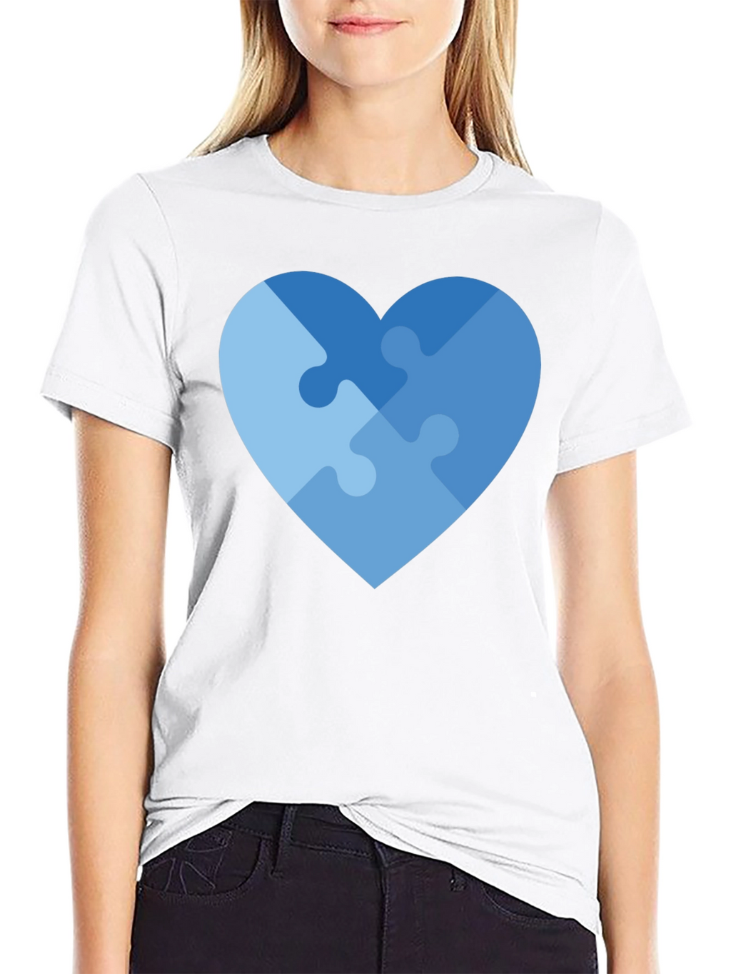 Heart Puzzle Piece Graphic T-Shirt - Autism Awareness